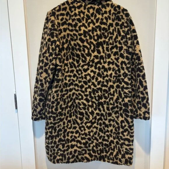 J. Crew Animal Print Teddy Jacket Medium - Picture 2 of 4